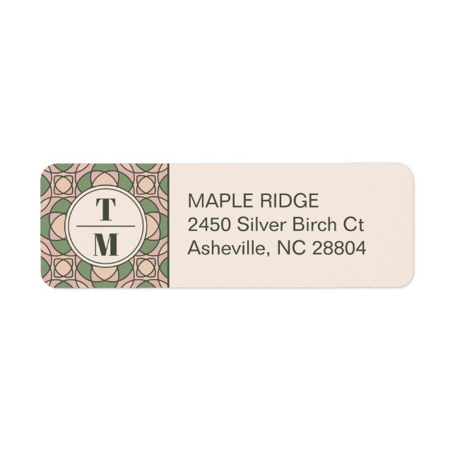 Sage Green Art Deco Wedding Return Address Label (Front)