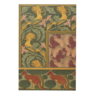 Sage Green Art Nouveau Hoopoe Butterfly Art