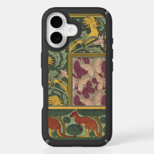 Sage Green Art Nouveau Hoopoe Butterfly Art iPhone 16 Case