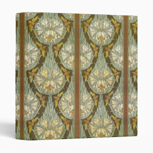 Sage Green Art Nouveau Lily Insect Pattern 3 Ring Binder