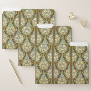 Sage Green Art Nouveau Lily Insect Pattern File Folder
