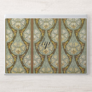 Sage Green Art Nouveau Lily Insect Pattern HP Laptop Skin