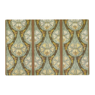 Sage Green Art Nouveau Lily Insect Pattern Placemat
