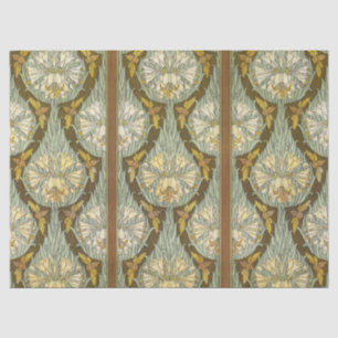 Sage Green Art Nouveau Lily Insect Pattern Tissue Paper