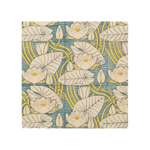Sage Green Art Nouveau Water Lily Pattern