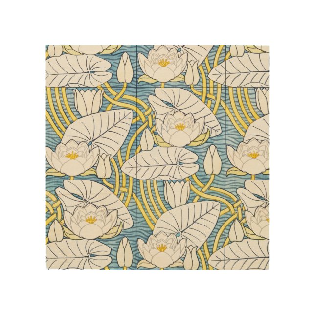 Sage Green Art Nouveau Water Lily Pattern (Front)