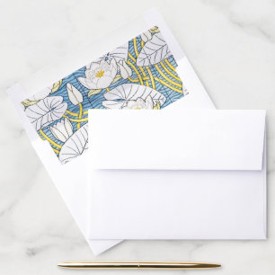 Sage Green Art Nouveau Water Lily Pattern Envelope Liner