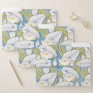Sage Green Art Nouveau Water Lily Pattern File Folder