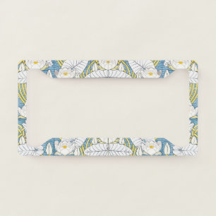 Sage Green Art Nouveau Water Lily Pattern License Plate Frame