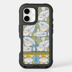 Sage Green Art Nouveau Water Lily Pattern iPhone 16 Case