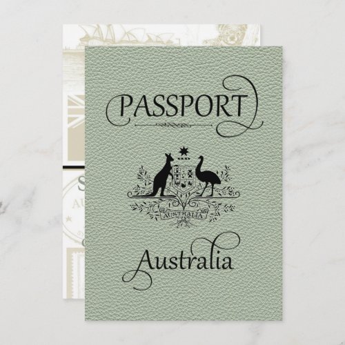 Sage Green Australia Passport Save the Date Card
