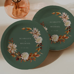 Sage Green Autumn Paper Plates