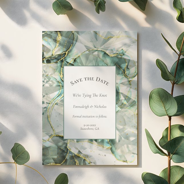 Sage Green Aventurine Crystal Save the Date Postcard (Creator Uploaded)