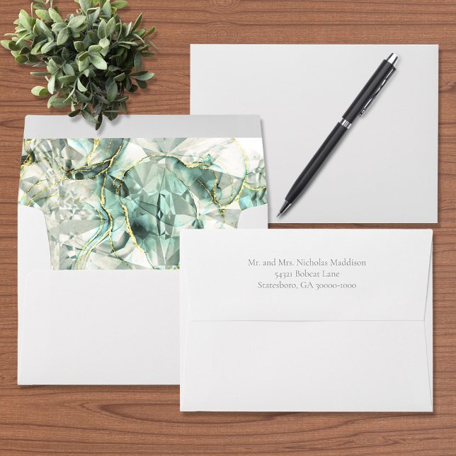 Sage Green Aventurine Crystal Wedding Envelope (Creator Uploaded)