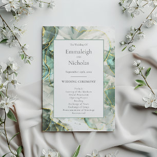Sage Green Aventurine Crystal Wedding Programs