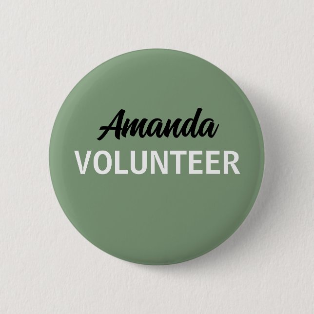 Sage Green Awesome Volunteer  Button (Front)