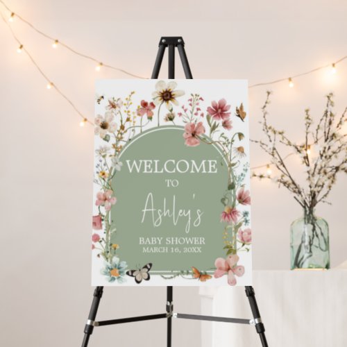 Sage Green Baby Bloom Baby Shower Welcome Sign
