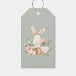 Sage Green Baby Bunny Baby Shower Gift Tags