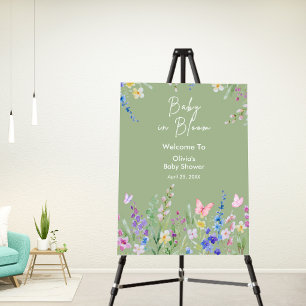 Sage Green Baby in Bloom Baby Shower Welcome Foam Board