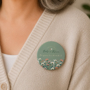 Sage Green Baby in Bloom Shower Grandma Button