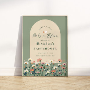 Sage Green Baby in Bloom Shower Welcome Sign