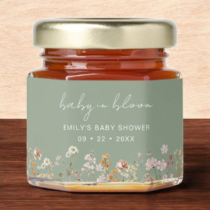 Sage Green Baby in Bloom Wildflower Baby Shower Honey Jar Favors