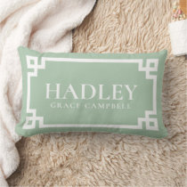 Sage Green Baby Name Monogram Lumbar Pillow