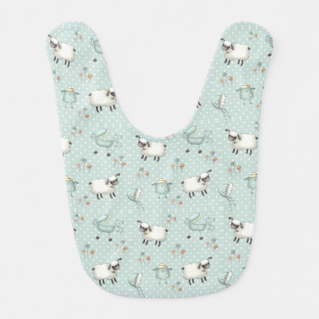 Sage Green Baby Pattern Baby Bib (Front)