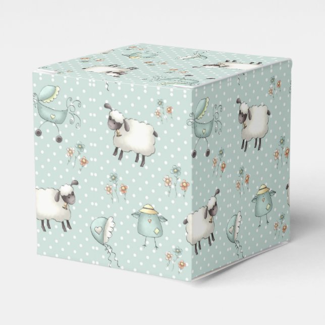 Sage Green Baby Pattern Favor Boxes (Front Side)