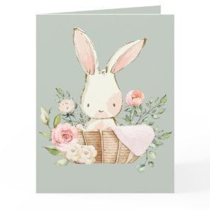 Sage Green Baby Rabbit Blank  Card