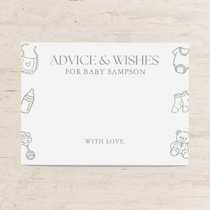 Sage Green Baby Shower Advice and Wishes Enclosure Card