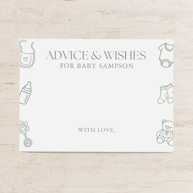Sage Green Baby Shower Advice and Wishes Enclosure Card (Creator Uploaded)