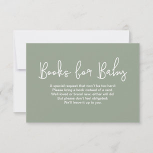 Sage Green Baby shower Book Request Digital print Invitation
