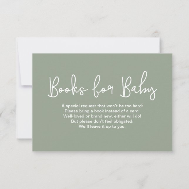 Sage Green Baby shower Book Request Digital print Invitation (Front)