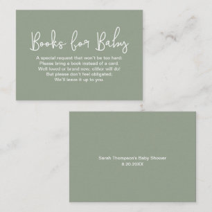 Sage Green Baby shower Book Request Modern Script  Enclosure Card