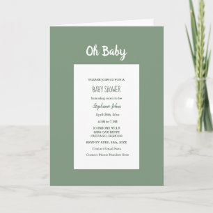 Sage Green Baby Shower Elegant Simple Boy Girl Invitation