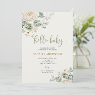 Sage Green Baby Shower Invitation