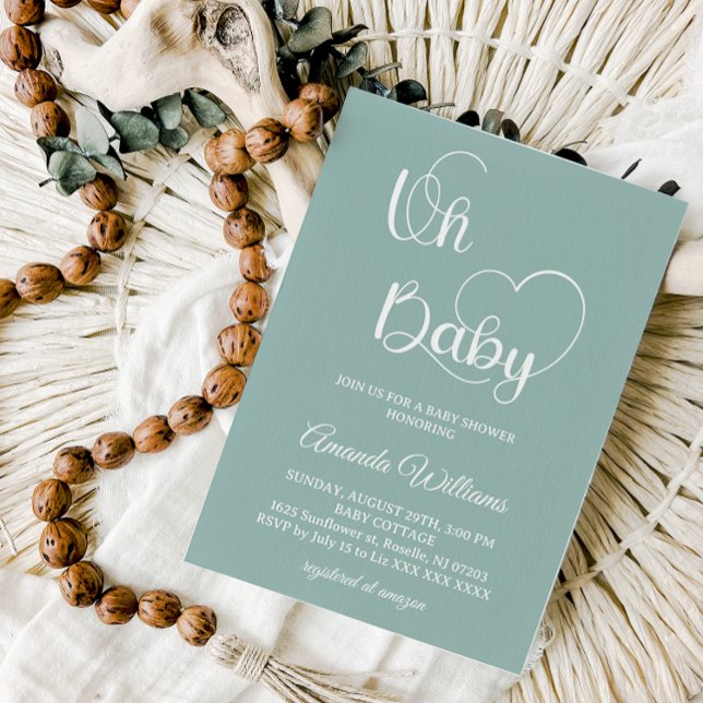 Sage Green Baby Shower Minimal Invitation (Creator Uploaded)