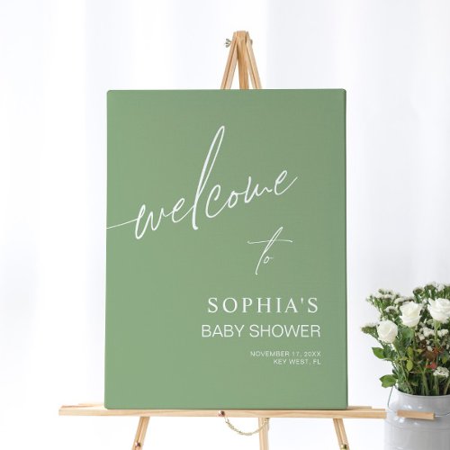 Sage Green Baby Shower Welcome Sign