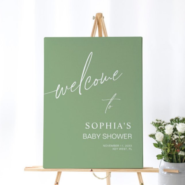 Sage Green Baby Shower Welcome Sign (Creator Uploaded)