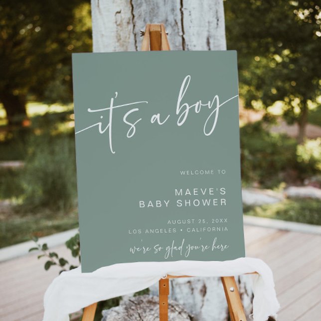 Sage Green Baby Shower Welcome Sign Boy Foam Board (Creator Uploaded)