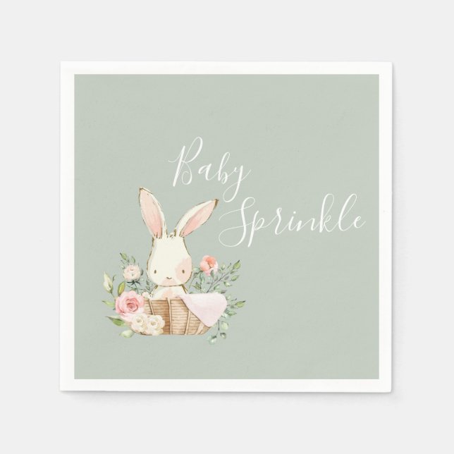 Sage Green Baby Sprinkle Script Baby Shower Napkins (Front)
