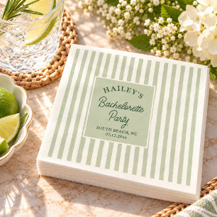 Sage Green Bachelorette Party Coastal Chic Napkins