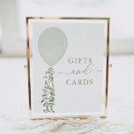 Sage Green Balloon Baby Shower Cards and Gifts Poster<br><div class="desc">Let your guests know where to leave their gifts with this beautiful eucalyptus sign.</div>