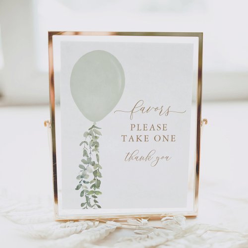 Sage Green Balloon Baby Shower Favors Sign