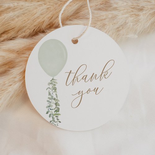 Sage Green Balloon Baby Shower Thank You Favor Tags