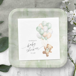 Sage Green Balloons, Bearly wait Gender Neutral Napkins
