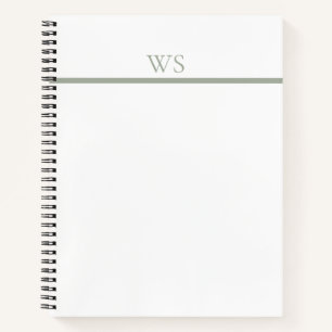 Sage Green Bar Monogram Personalized Notebook