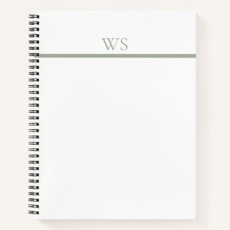 Sage Green Bar Monogram Personalized Notebook