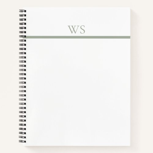 Sage Green Bar Monogram Personalized Notebook
